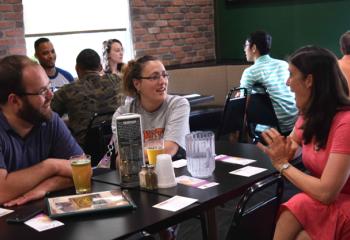 Cokeley, right, talks with Ben and Jenn Lewis from the Cathedral of St. Catharine of Siena, Allentown after her discussion of the “Five Keys to Freedom.” 