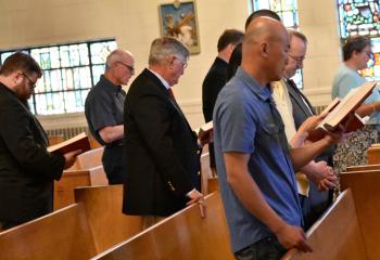 Members attend the evening liturgy.