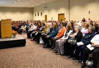 Bishop Schlert speaks about the role of the Blessed Mother in the life of the church during his homily. (Photo by John Simitz)