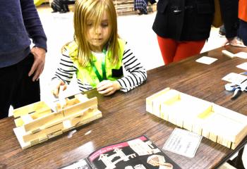 Grace Sobota works with the Keva Planks.