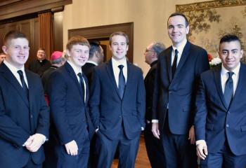 Enjoying the gathering are, from left, Tyler Loch, Kolbe Eidle, Aaron Scheidel, Matthew Kuna and Miguel Ramirez.