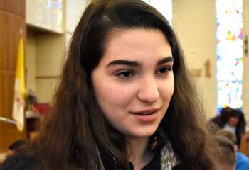 “It was great to have the Bishop here when we got our class pins,” said Gianna Caiazzo, eighth grade student and president of the Student Council.