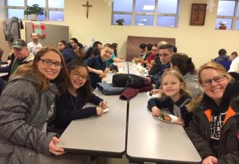 Taking a buddy to breakfast at Trinity Academy at the Fr. Walter J. Ciszek Education Center, Shenandoah.