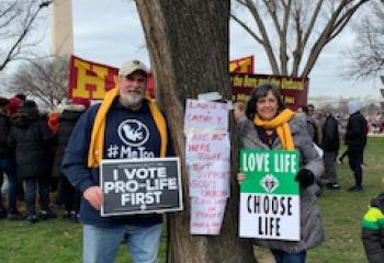 Among those on the St. Jane bus are Chuck and Carol Felteich of St. Anne Parish, Bethlehem. (Photo courtesy of Andrew Azan III)