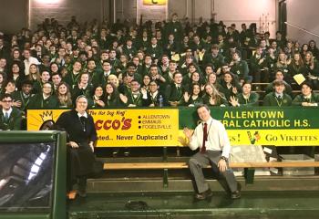 Two days before the March for Life, Allentown Central Catholic High School celebrated Mass on the anniversary of Roe v. Wade and National Sanctity of Human Life Day. This large group of 250 students were those planning to attend the march. (Photo courtesy of Father Mark Searles)