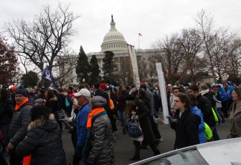 Marchers from Sacred Heart Parish, Bath see this view of the Capitol building. (Photo courtesy of Martin Brynildsen)