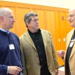 Michael Barski and Deacon Tony Campanell share a moment with keynote presenter Marcelino D’ Ambrosio.