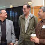 Enjoying a conversation at the conference are, from left: Deacon Bruno Schetini, assigned to St. Joseph the Worker, Orefield; Joseph Galassi; and Delphy DeFalcis.