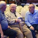 Enjoying conversation during the break are, from left: Frederick Yanity; Jack Huber; and Deacon John Mroz, assigned to St. Joseph, Jim Thorpe.