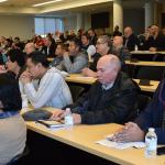 More than 100 men gather for the Spanish-speaking presentations at the Gambet Center.